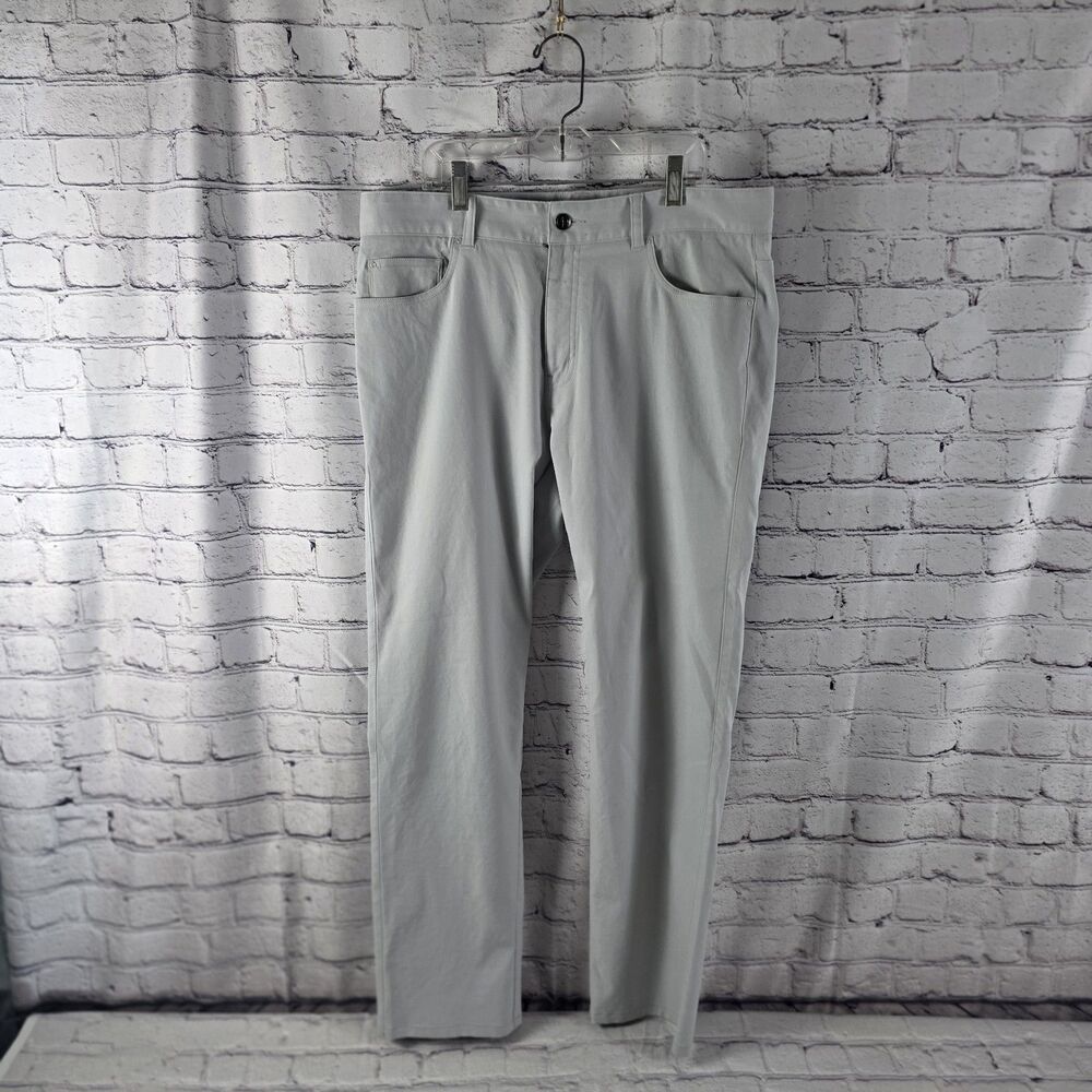 Peter Millar Pants Mens 34x34 Gray 100% Polyester Chino Straight Leg Casual EB66